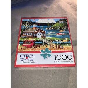 Jigsaw Puzzle 1000 Pcs Sea Planes Airport Dock Horses Wysocki Americana Complete